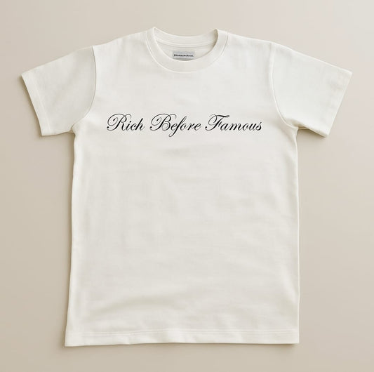 Rich Before Famous italic print organic cotton white TShirt